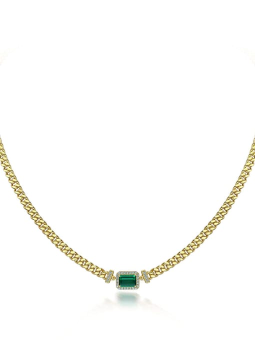 Plating 18K yellow [P 2053] 925 Sterling Silver High Carbon Diamond Geometric Luxury Choker Necklace
